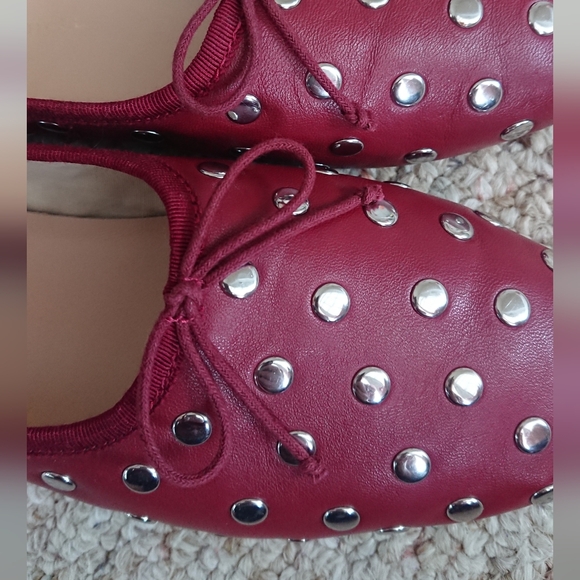 Loeffler Randall Landon Studded Leather Ballerina Flats in Burgundy size 6.5 - Picture 10 of 16